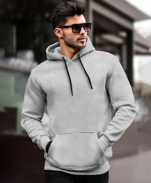 Plain Hooded Sweatshirts with Side Pockets