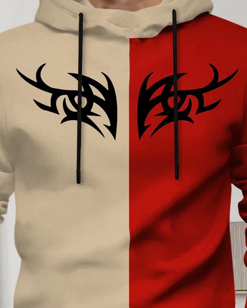 Full Sleeve Hooded Neck Dual Color Printed T-shirt