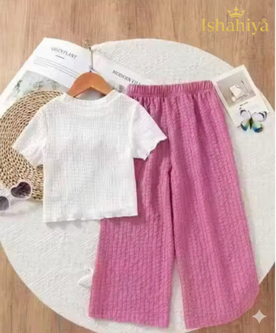 Girls' Floral Cotton T-Shirt and Pants Set