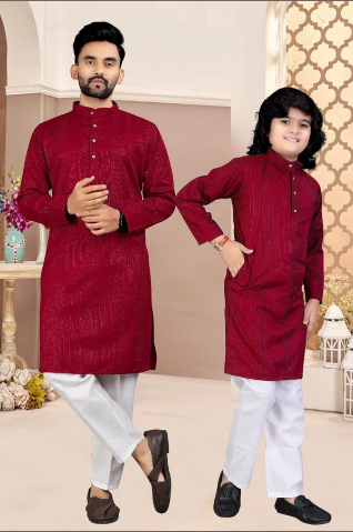 Sequence Kurta Pajama Set Father Son Matching