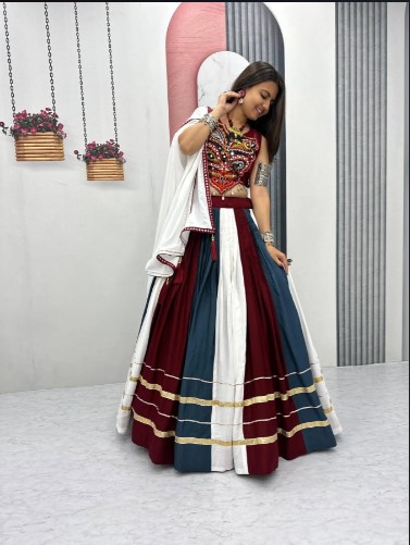 Multicolor Pure Rayon Navratri Lehenga Choli