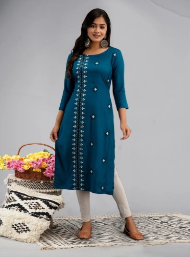Rayon Embroidery Rayon Kurti