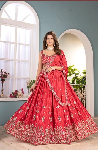 Chinon Lehenga Choli with Heavy Embroidery