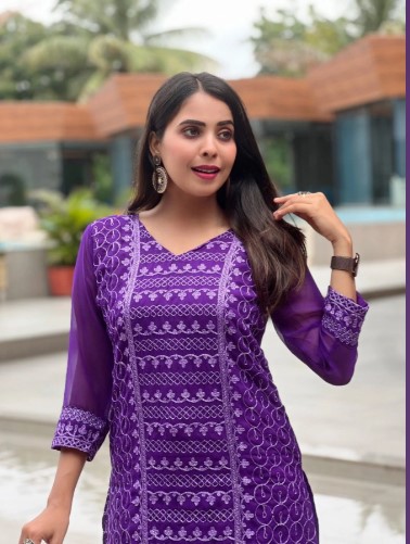 Premium Georgette Chikankari Kurti