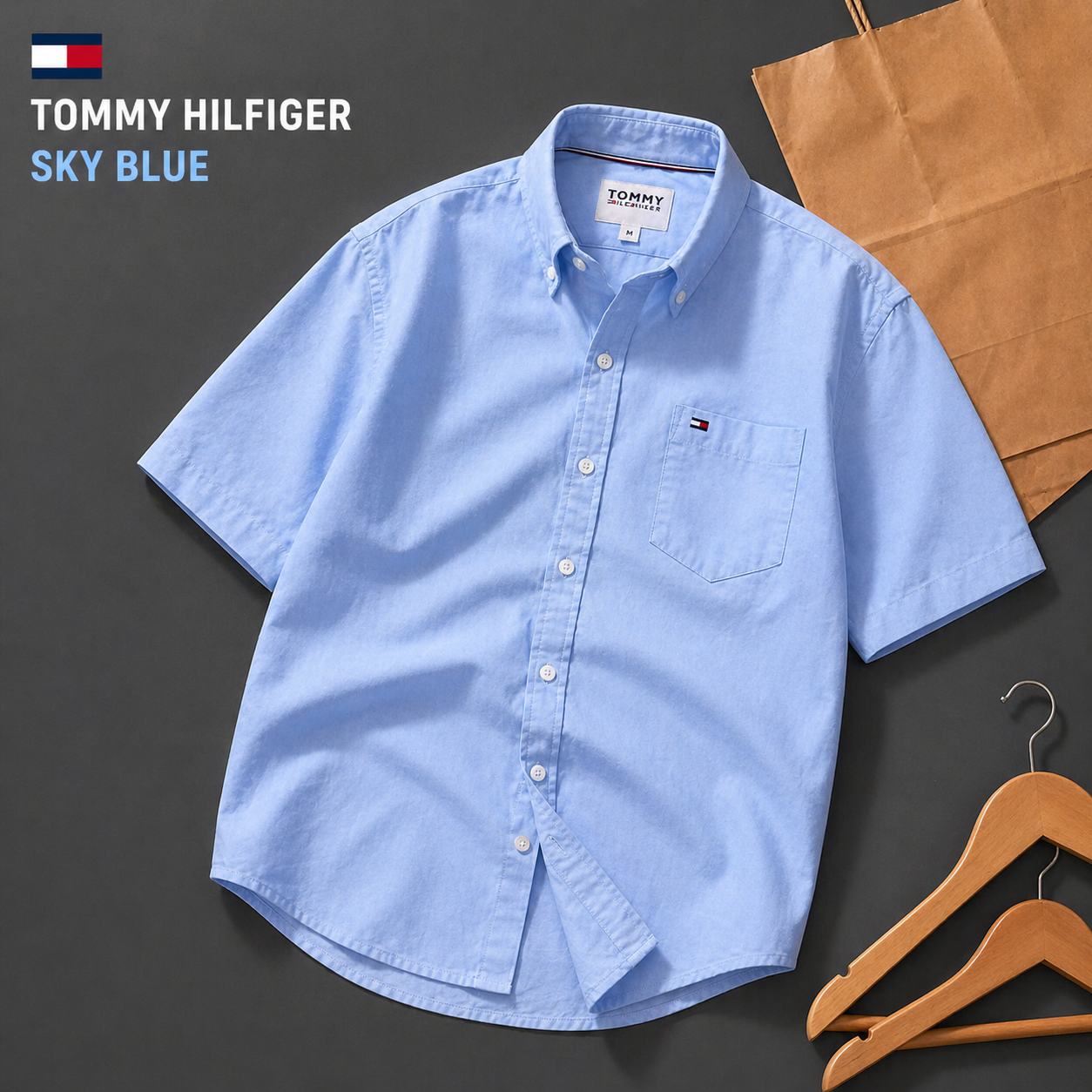 🔵 Tommy Hilfiger Sky Blue Shirt – Premium Edition