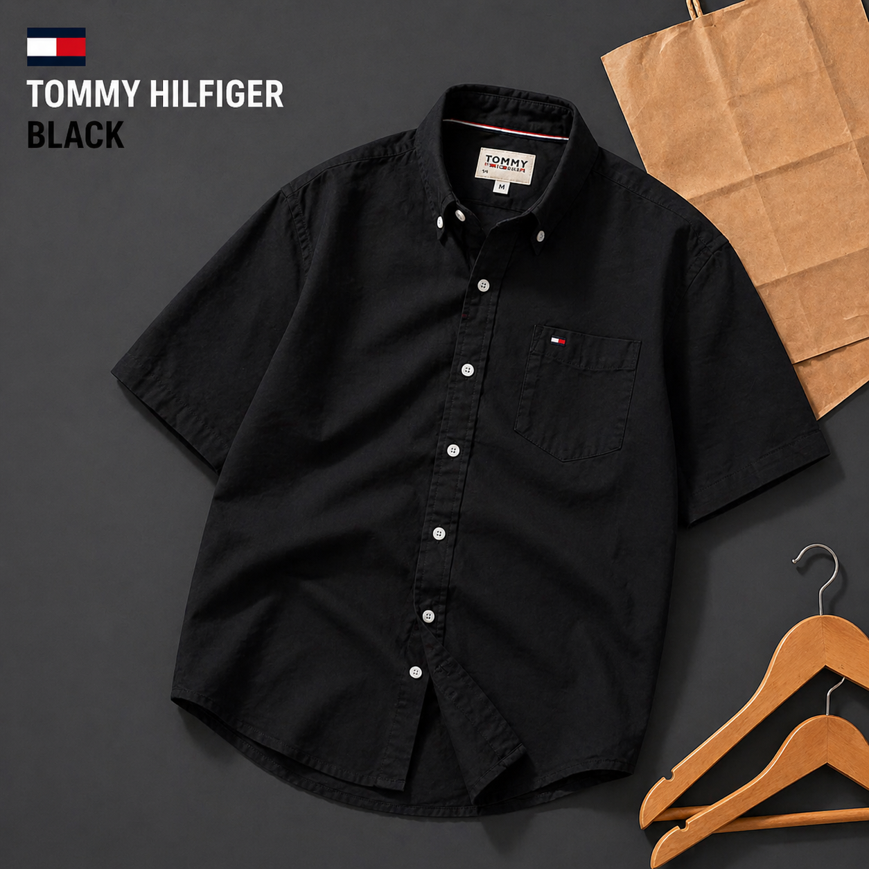 ⚫ Tommy Hilfiger Black Shirt – Premium Edition